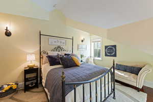 Bedroom featuring vaulted ceiling