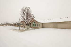 View of front of home with a garage