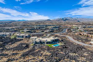 Drone / aerial view with a mountain view