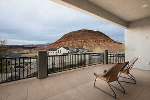 Balcony with a mountain view