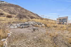 View of yard with a mountain view