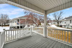 View of snow covered deck