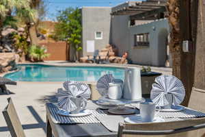 View of pool featuring a patio area