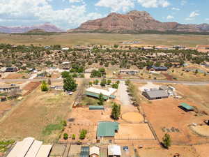 Drone / aerial view featuring a mountain view