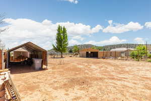 View of yard with an outbuilding