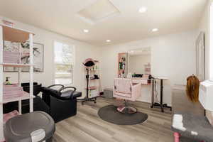 Interior space with light hardwood / wood-style floors