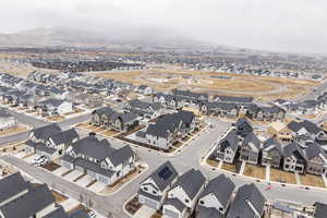 Aerial view featuring a mountain view