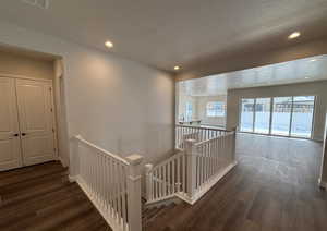 Corridor featuring dark hardwood / wood-style floors