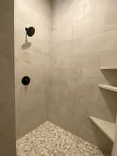 Bathroom with a tile shower