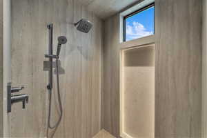 Bathroom view of a shower