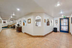 Building lobby with stairs and visible vents