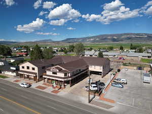 Aerial view with a mountain view