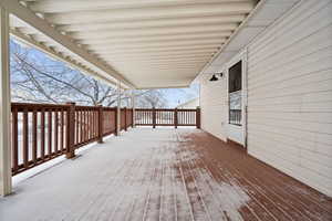 View of snow covered deck