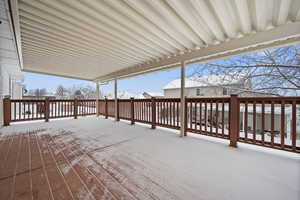 View of snow covered deck