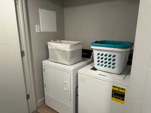 Clothes washing area with washing machine and dryer