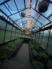 Views of Greenhouse Interior, with Solar Panels