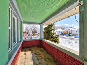 View of snow covered patio