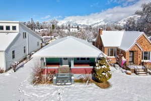 View of front of home with a mountain view