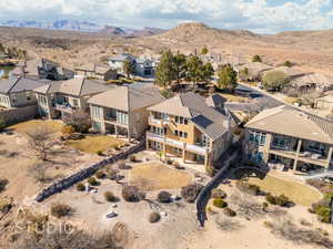 Drone / aerial view with a mountain view