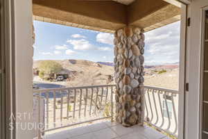 Balcony with a mountain view