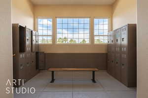 Interior space with mail boxes