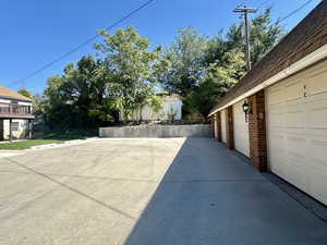 Exterior space with a garage