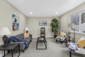 View of carpeted living room