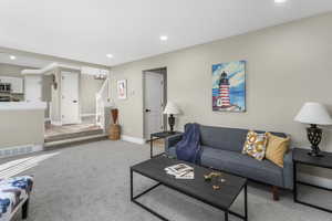 View of carpeted living room