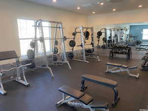 View of workout area in provided gym