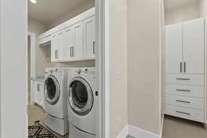 Direct access to laundry room from primary closet.