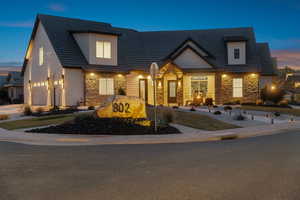 View of front of property with a garage