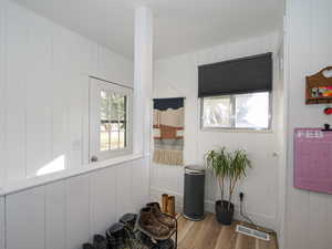 Interior space with hardwood / wood-style floors