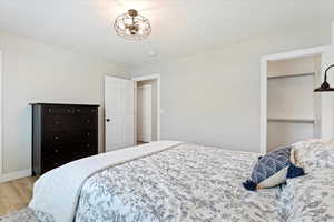 Bedroom with light hardwood / wood-style floors