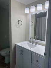 Bathroom with vanity and toilet