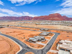 Drone / aerial view with a mountain view