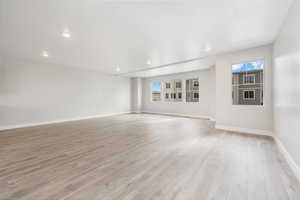 Unfurnished living room featuring light hardwood / wood-style floors