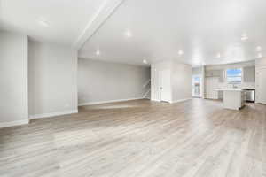 Unfurnished living room with light hardwood / wood-style flooring