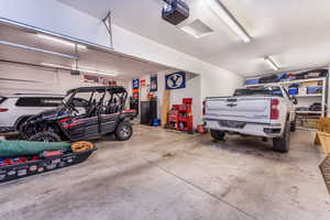 4 car garage with built in shelving