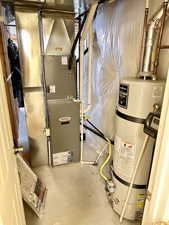 Utility room with secured water heater