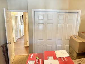 Interior space with light hardwood / wood-style flooring