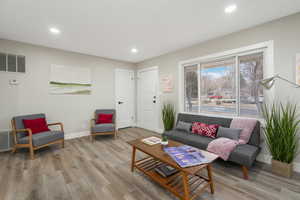 Living room featuring light hardwood / wood-style floors