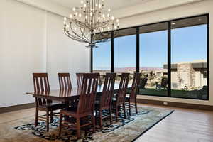 Dining room with hardwood / wood-style floors