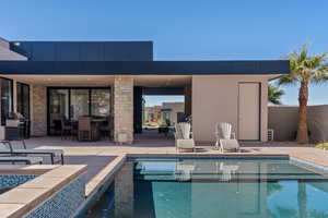 View of pool featuring a patio area