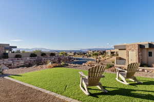 View of yard with a mountain view