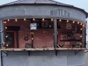 Exterior space with bar area