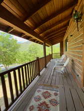 View of deck on the front of the house to relax and take in the breathtaking views of the valley