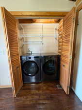 Laundry room featuring washer and dryer
