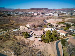 Drone / aerial view with a mountain view