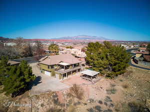 Drone / aerial view with a mountain view