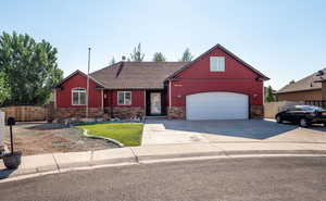 View of front of home featuring a garage